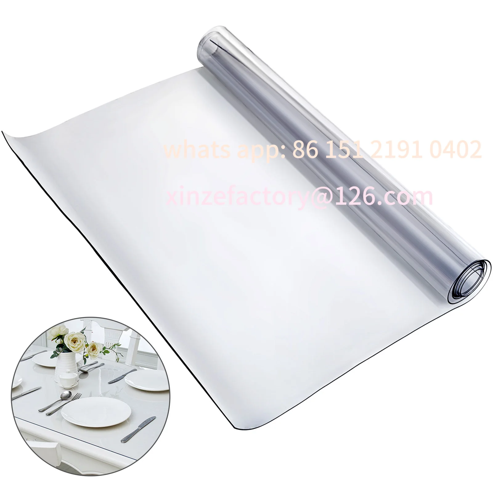 

Customizable Multi-size 1.5/2mm Tablecloth Protector Table Cover Mat PVC Soft Waterproof Clear Water Resistant Easy Cle