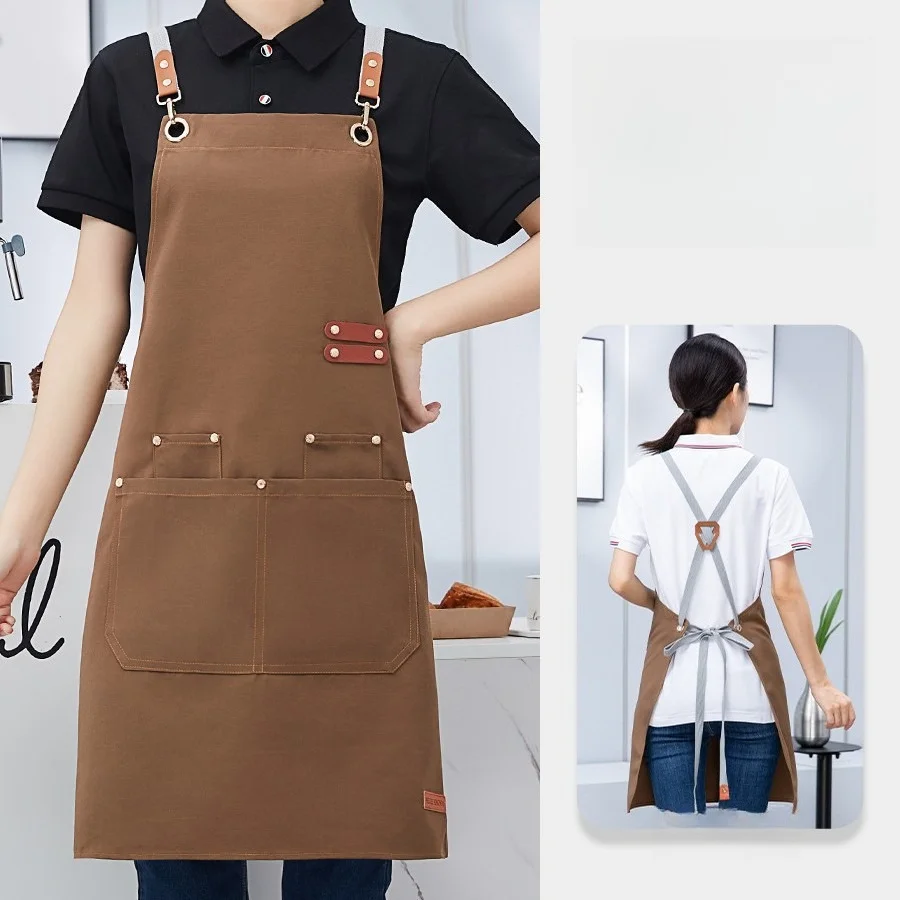 Summer Kitchen Apron Waterproof Oil Resistant Canvas Overalls Comfortable Dirt Resistant Wear