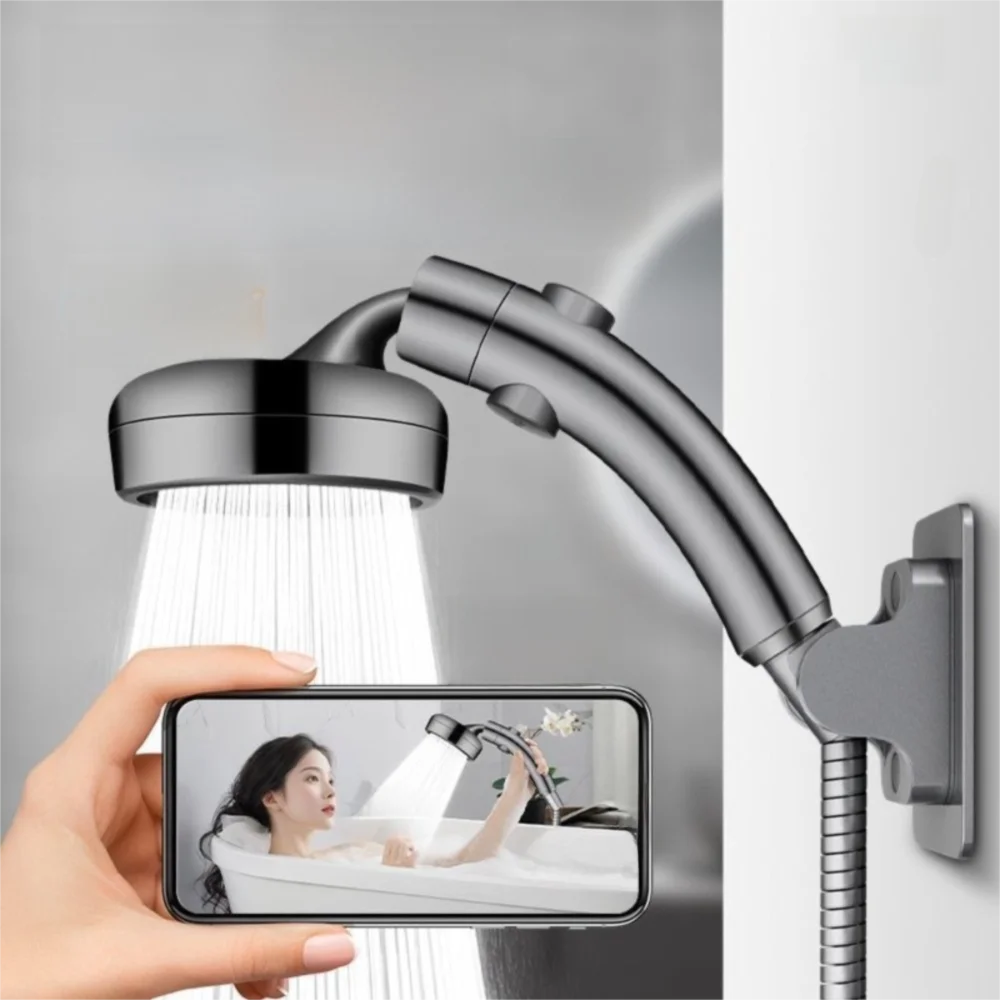 

Plastic High Pressure Shower Head with Stop Button Water-Efficient Handheld Showerhead Easy Install Adjustable