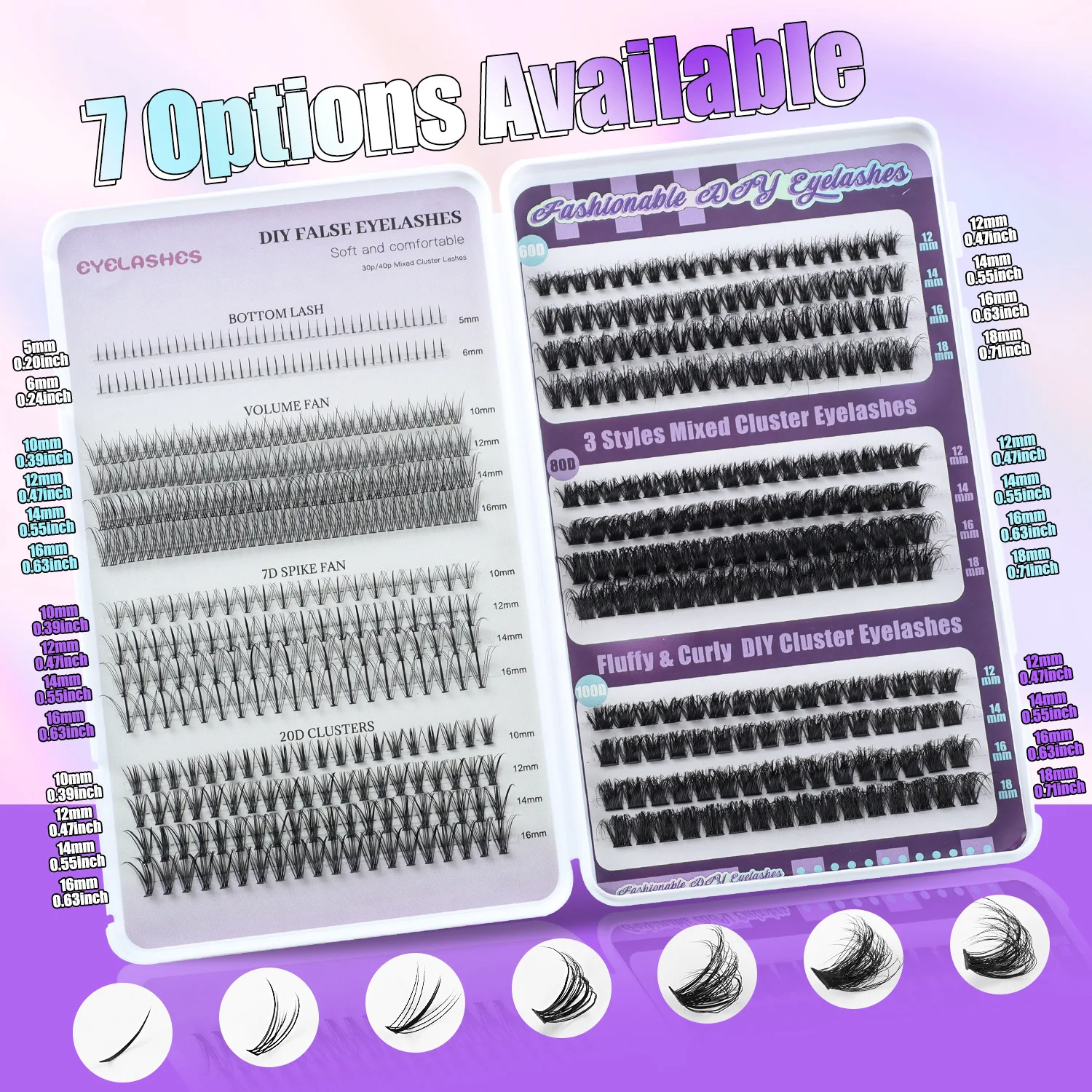 Lash Clusters 60D-CD-5-18MIX 616 Clusters False Eyelash 60D 80D 100D Individual Lashes Cluster DIY Eyelash extension glue Set