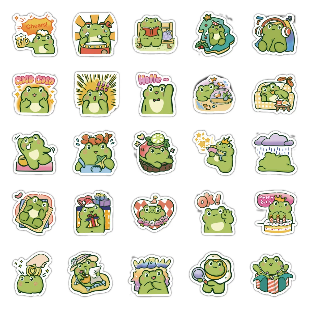 10/30/50PCS Cartoon Cute Frog Trend Graffiti Waterproof Sticker Toy Decoration Notebook Gift Gift iPad GuitarPVCStickerWholesale