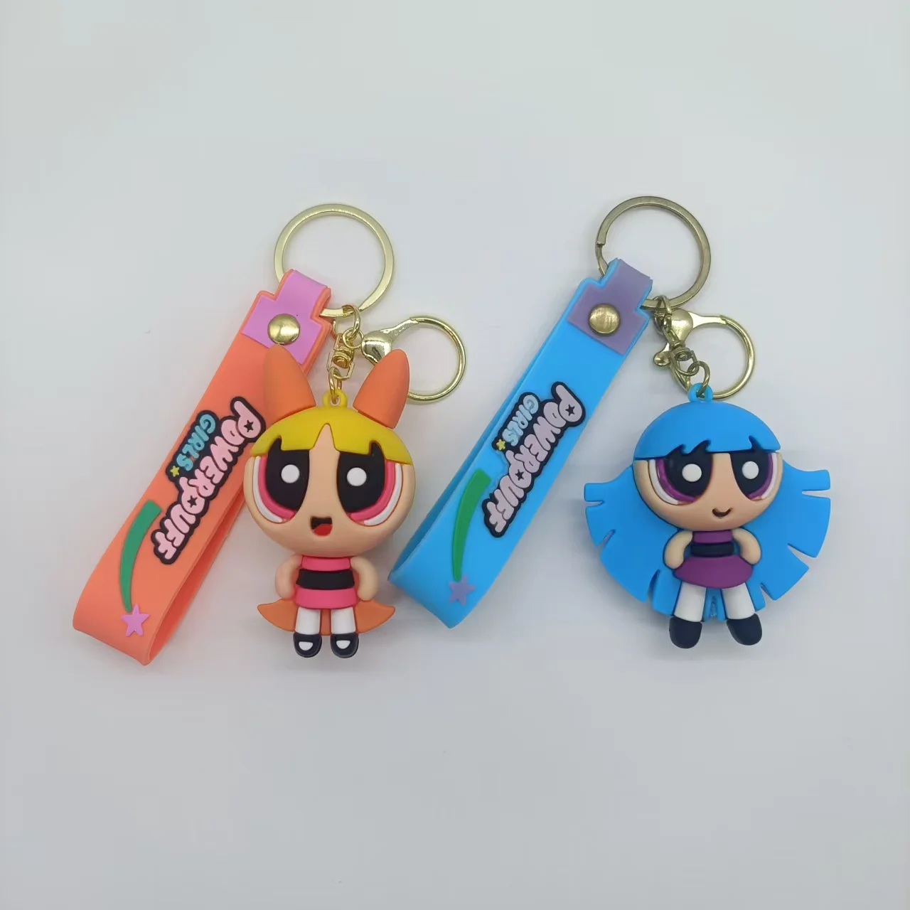 6 cm klassischer Anime-Cartoon Powerpuff Girls Schmetterling Schlüsselanhänger Herren- und Damenanhänger kleine Ornamente süße Geschenke – Detail 2