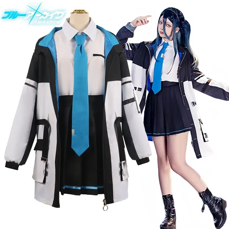 SN66 Tendou Arisu Cosplay Costume Wig Coat Game Blue Archive Cosplay High School Uniform Clothes Halloween Party for Women GW &