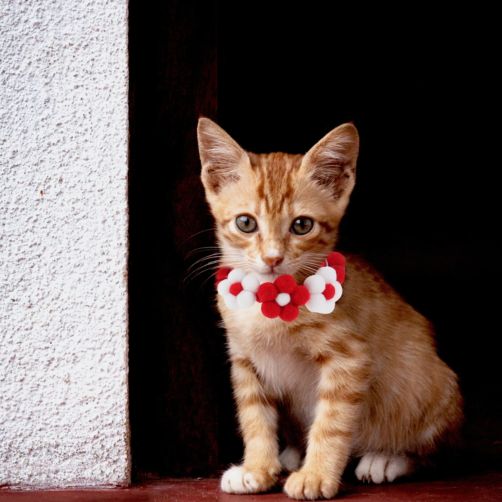 

Pet Collar Decoration Dog Collars for Kittens Manual Cat Knitted Hairball Natural Fabric