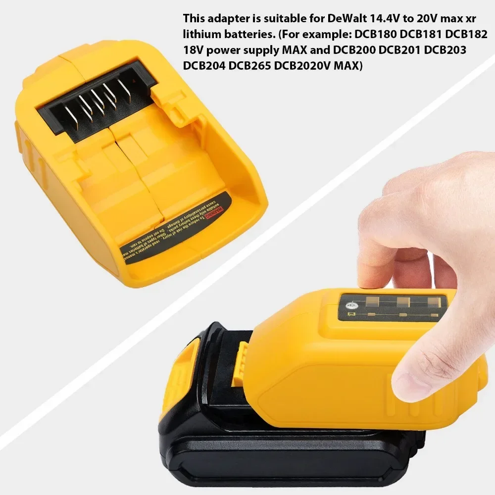 USB-Konverter-Ladegerät für DEWALT 14,4 V 18 V 20 V Li-Ionen-Akku-Konverter DCB090 USB-Gerät-Ladeadapter Netzteil