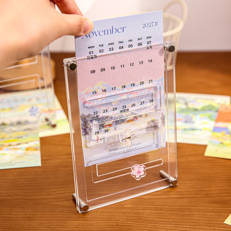 Notes From The Turning Year Series Acrylic Slide Monthly Calendar 2027 Desk Calendars Desktop Ornaments Christmas New Year Gifts