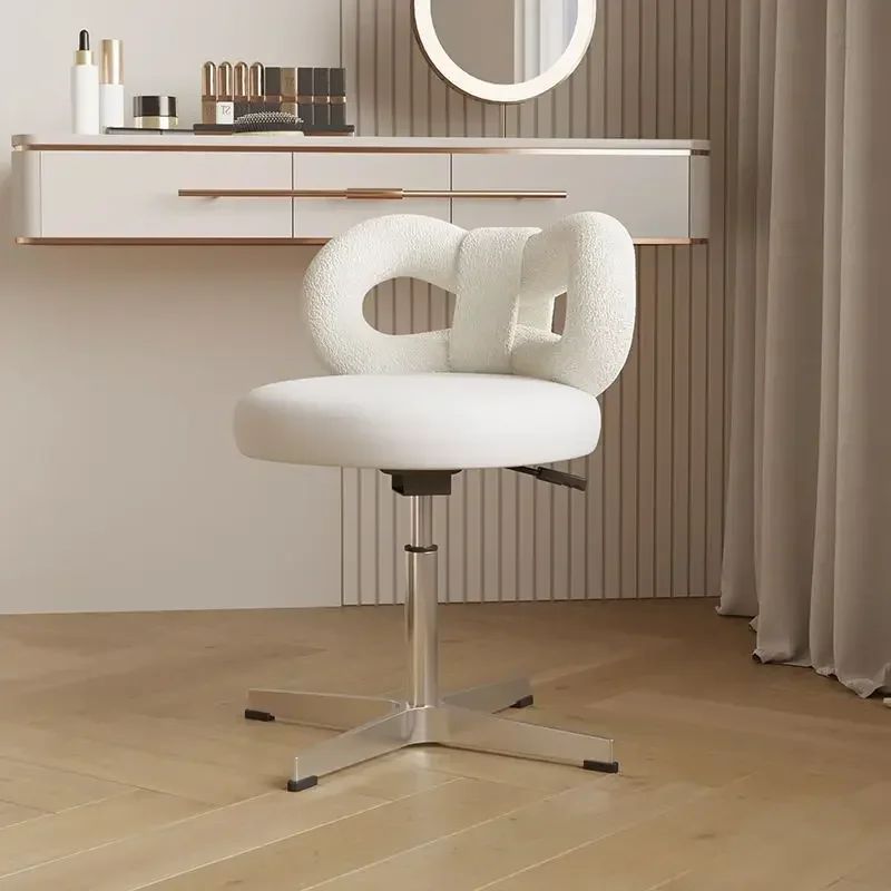 Cream Style Nail Chair Bow Makeup Chair Dressing Table Lift Swivel Backrest Soft Pack Swivel Chair