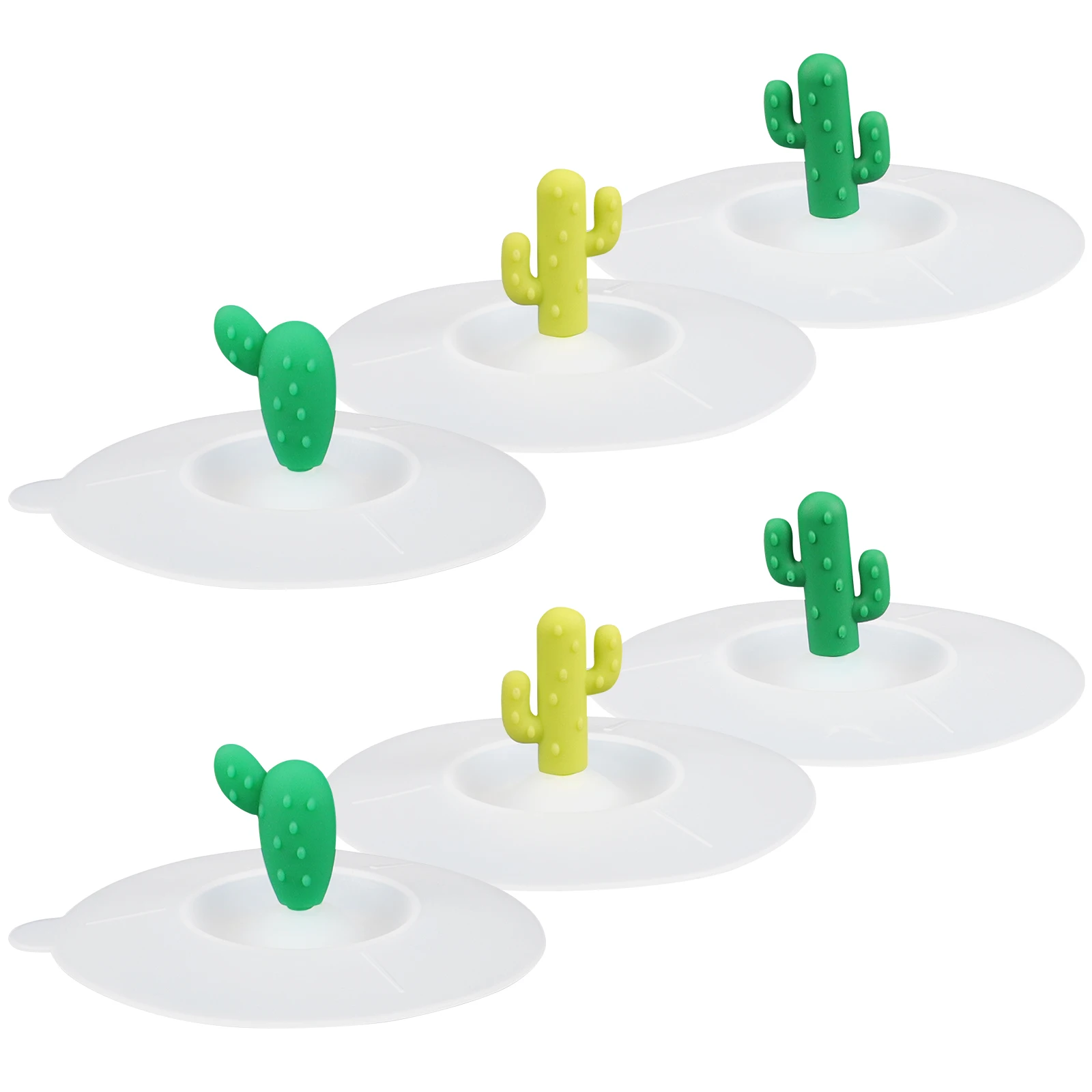 

6pcs Cartoon Tea Cup Silicone Lid Reusable Cactus Cover for Ceramic Glass Plastic Mugs Keep Warm Hygiene Kitchen Bar Accessories