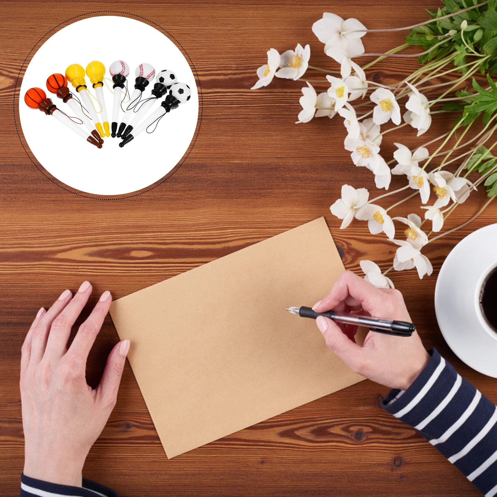 

8pcs Basketball Shaped Gel Pens Eco- Writing Stationery For Students Kids Coloring Crafting Doodling