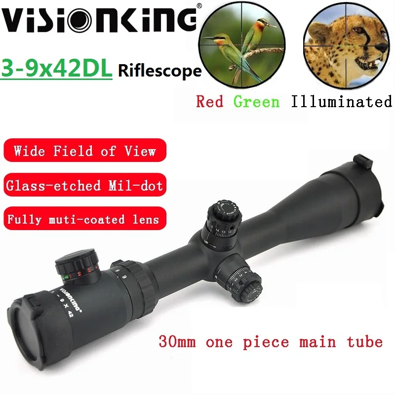 

Visionking 3-9x42 Riflescope 30mm Tube Illuminated Sniper Scope ar15 m16 Waterproof Collimator Hunting Optics Sight .223 .308