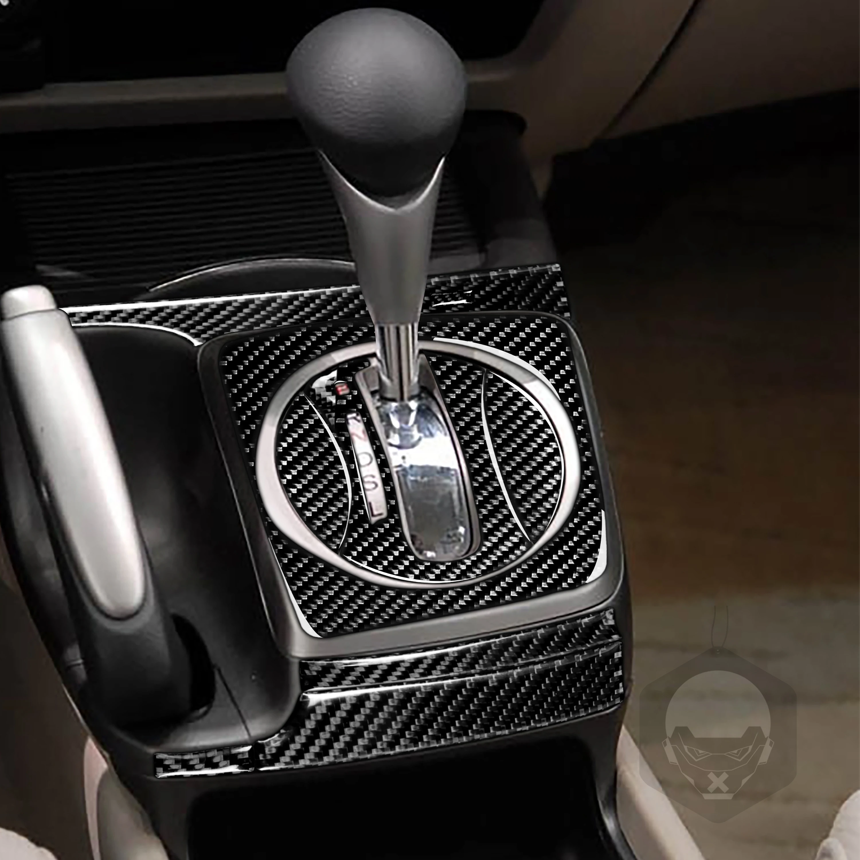 For Honda Civic 8th Gen 2006-2011 Car Central Control Automatic Transmission Panel Cover Real Soft Carbon Fiber Interior Sticker