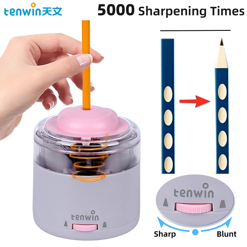 Tenwin-mini Sacapuntas de dibujo automático de garra de gato, sacapuntas con interruptor eléctrico, papelería, suministro escolar