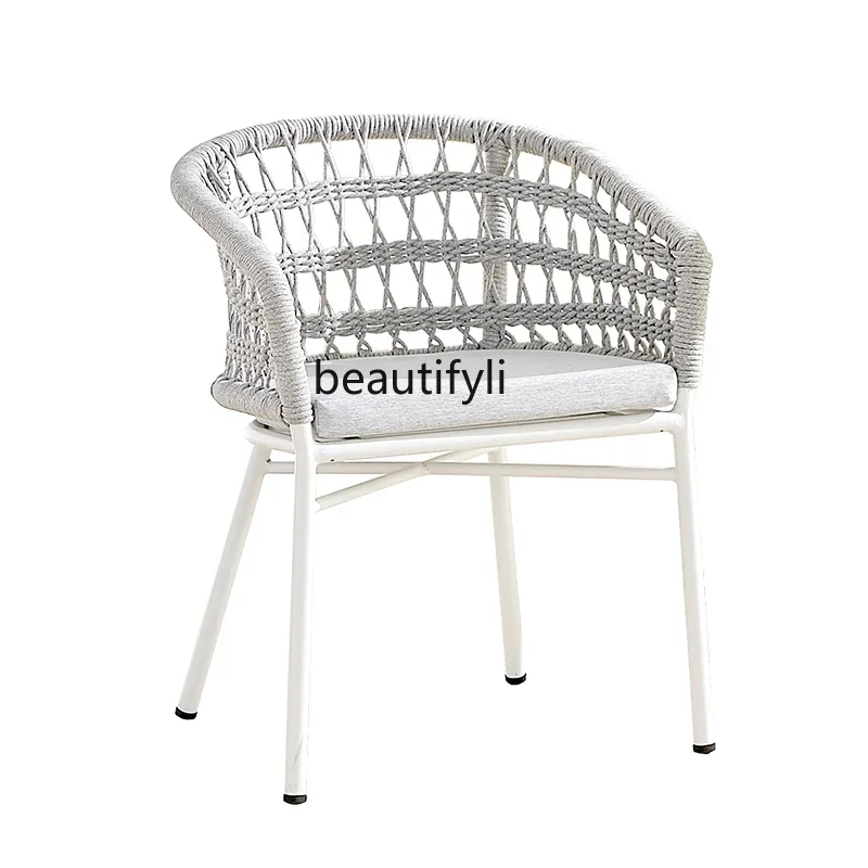 

S Outdoor Courtyard Outdoor Villa Nordic Leisure Balcony Waterproof and Sun Protection Stone Plate round Table Rattan Chair