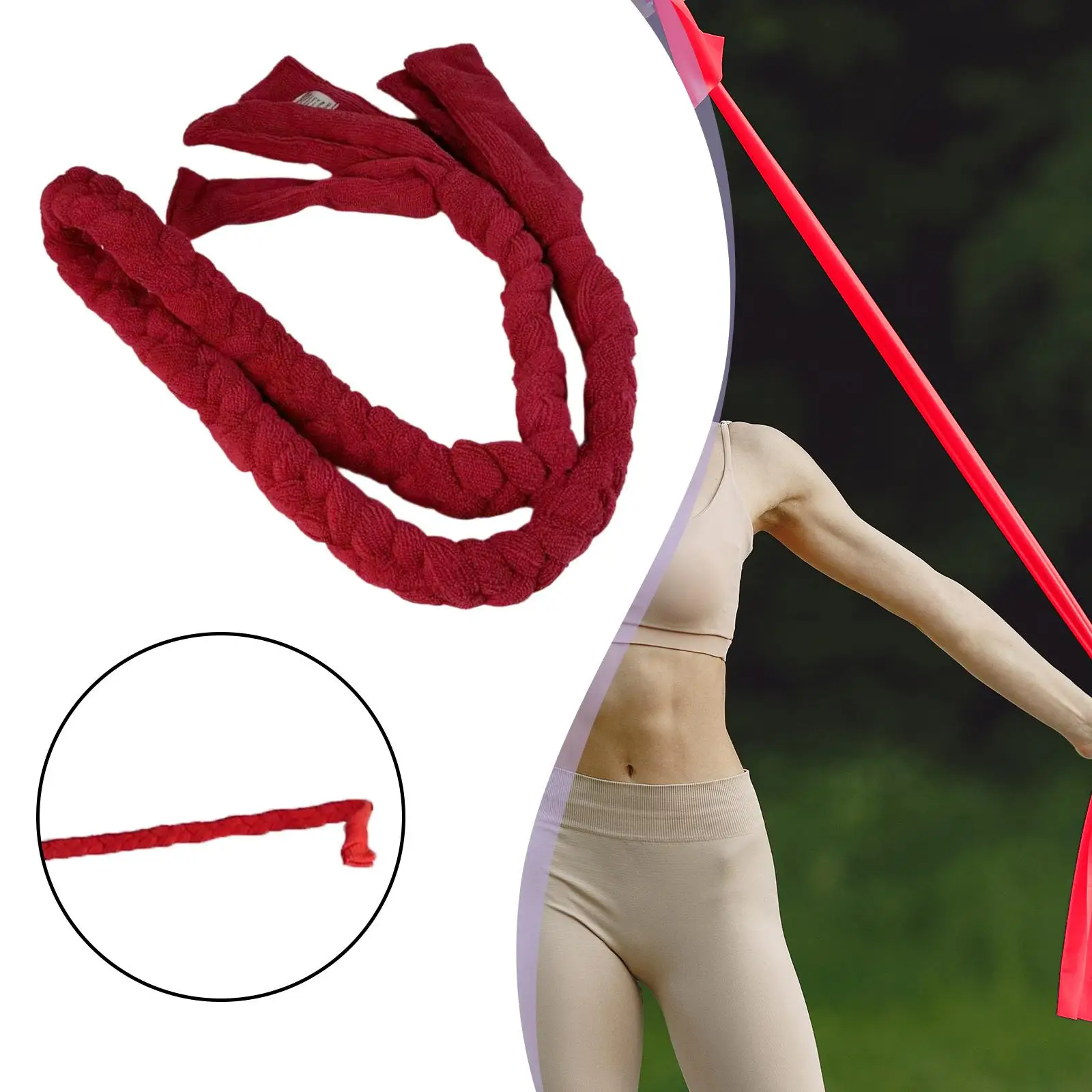 Pilates Accessories Red Towel Rope Braided Exercise Rope for Yoga Flexibility Training Stretching at Home