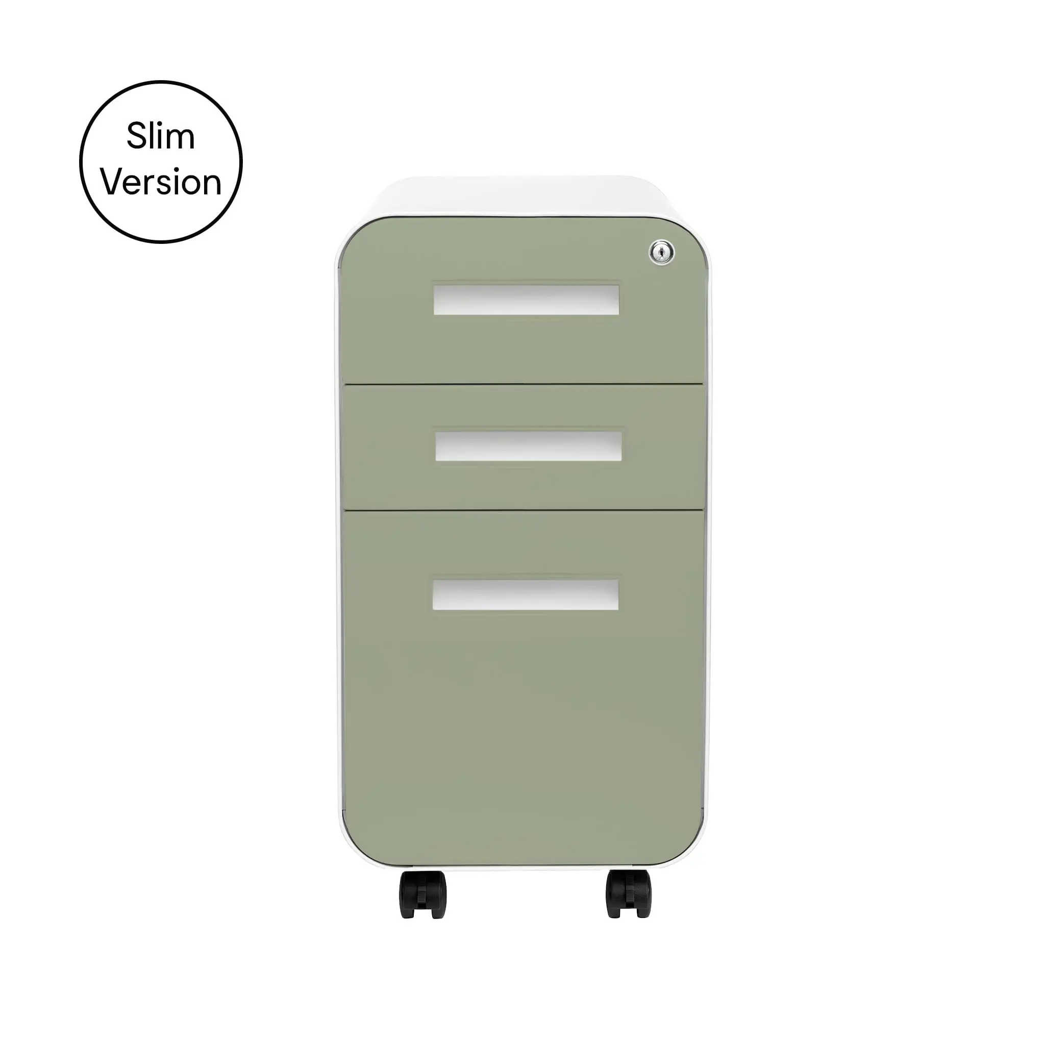 Stockpile Slim 3-Drawer Mobile File Cabinet with Lock - Under Desk Metal Filing Cabinet, Legal/Letter File Folders