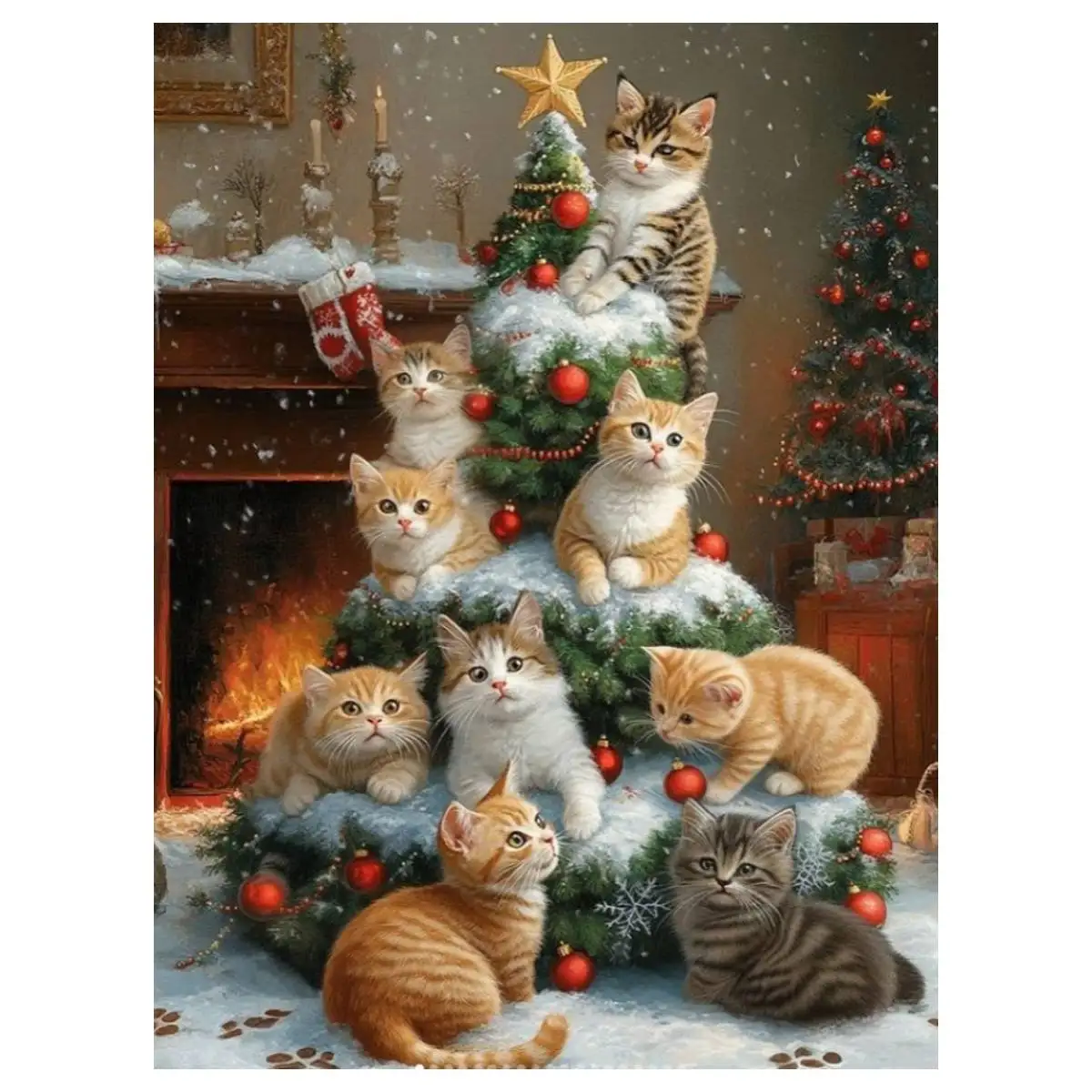 Christmas Tree Cat 30X40CM/11.8X15.7in cross stitch Kit diy 11CT/14CT Embroidery craft Hobby Full Embroidery