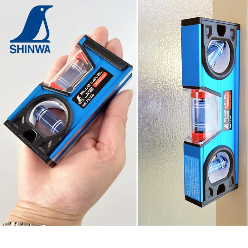 SHINWA High Precision Level Ruler Small Portable Multi-function Decoration Balance Ruler Bule Level Bubble 73360 73360