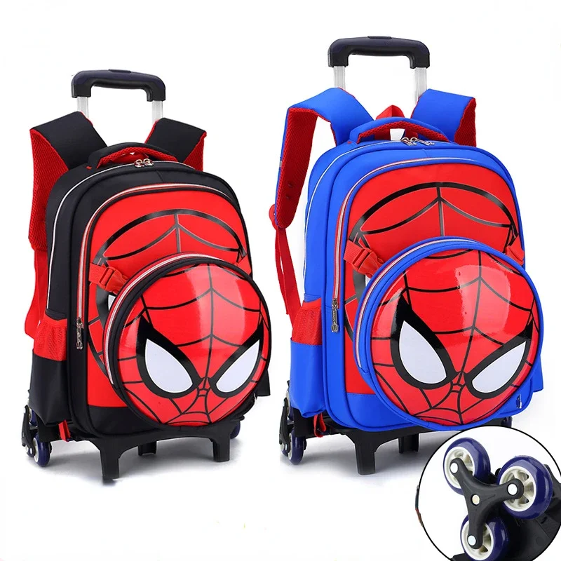 Disney 2 In 1 Trolley Backpack with Wheels Bag Spiderman Large Capacity Waterproof Suitcase Bag Can Climb Stairs Travel Bag