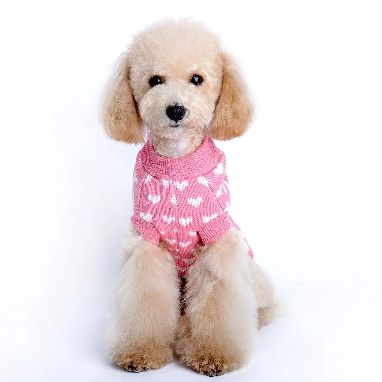 Dog Sweaters Everyday and Valentine's Day for Small Dogs Turtleneck Pink Dog Sweaters Knit Pullover Pet Sweater for Fall Winter