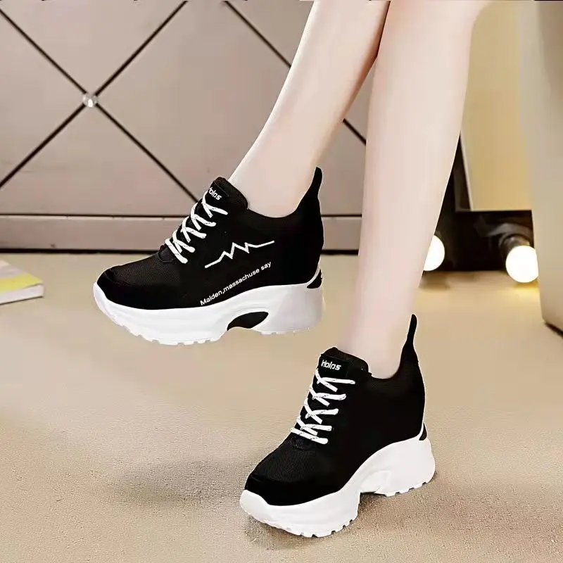 Shoes Woman Spring 2023 Women\'s Sports Platform Sneakers Wedges Heels Casual Trendyol Luxury Autumn Comfortable Elegant Lace-up