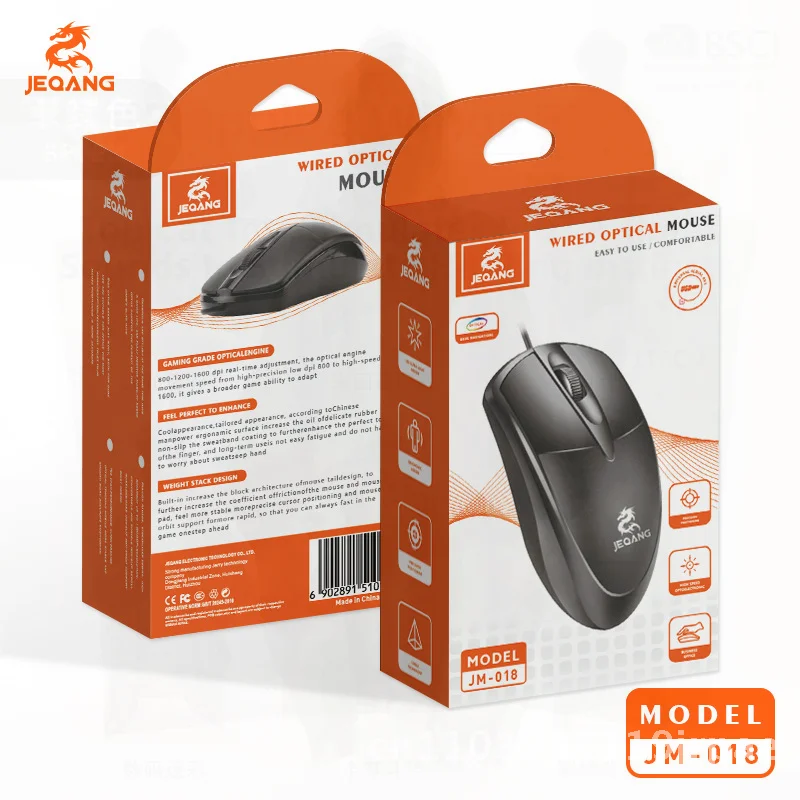 

Классическая проводная оптическая мини-мышь Jieqiang, эргономичный дизайн, черная, 3D в деловом стиле для офисного использования с USB-интерфейсом, 1000 точек на дюйм