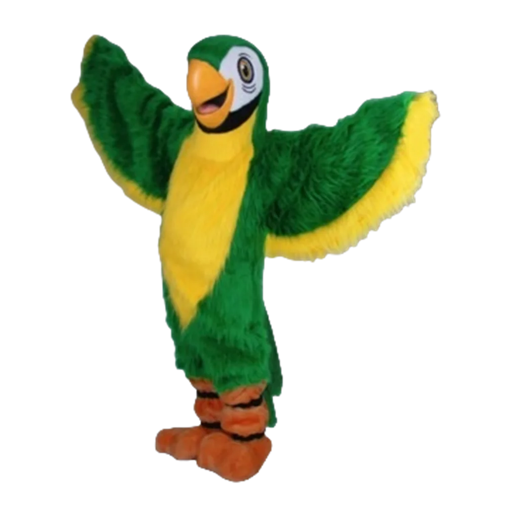 Long Hair Plush Material Green Parrot Mascot Birds Customized Mascotte Mascota Outfit Suit Fancy Dress Cosply Costume SW558