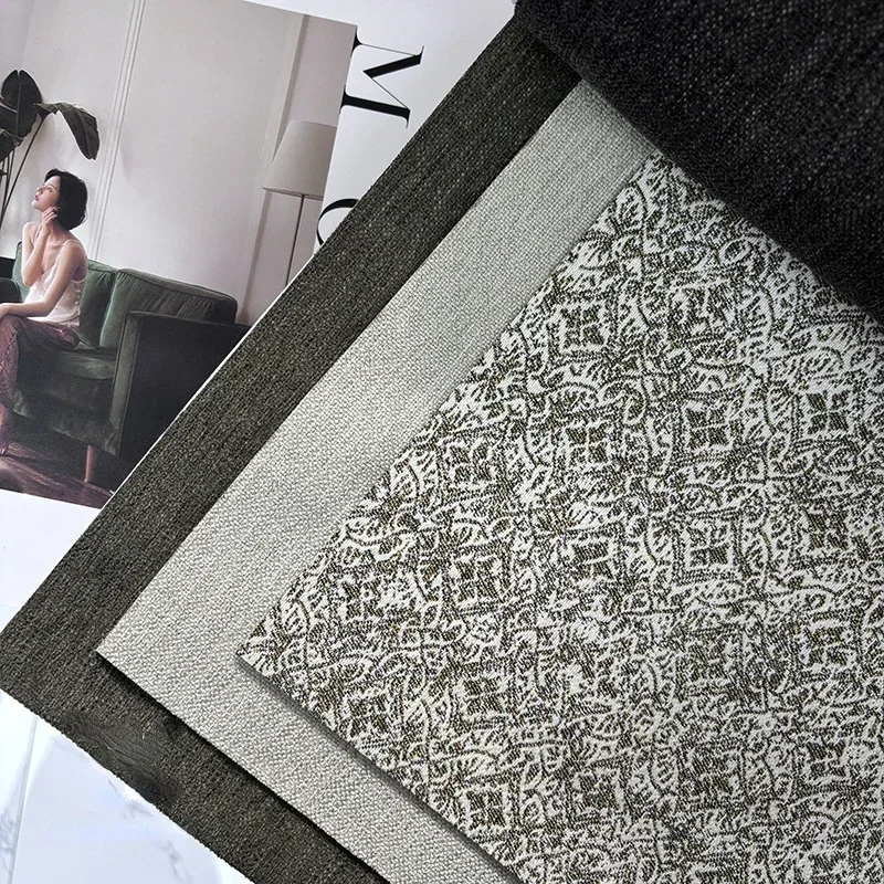 

French Retro Dark Green Thickened Jacquard Chenille Patched Curtains for Living Room Bedroom French Window Balcony Customized