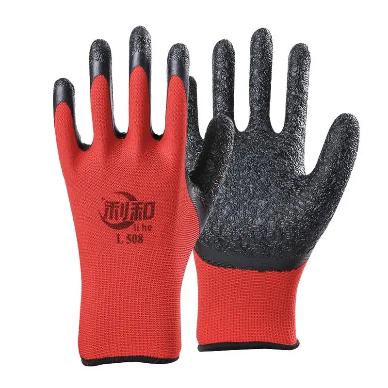 

Latex Coated Work Gloves Latex Coated Safety Protection Gloves Crinkle Pattern Seamless Knit Comfort Stretch Fit Nylon Firm Grip