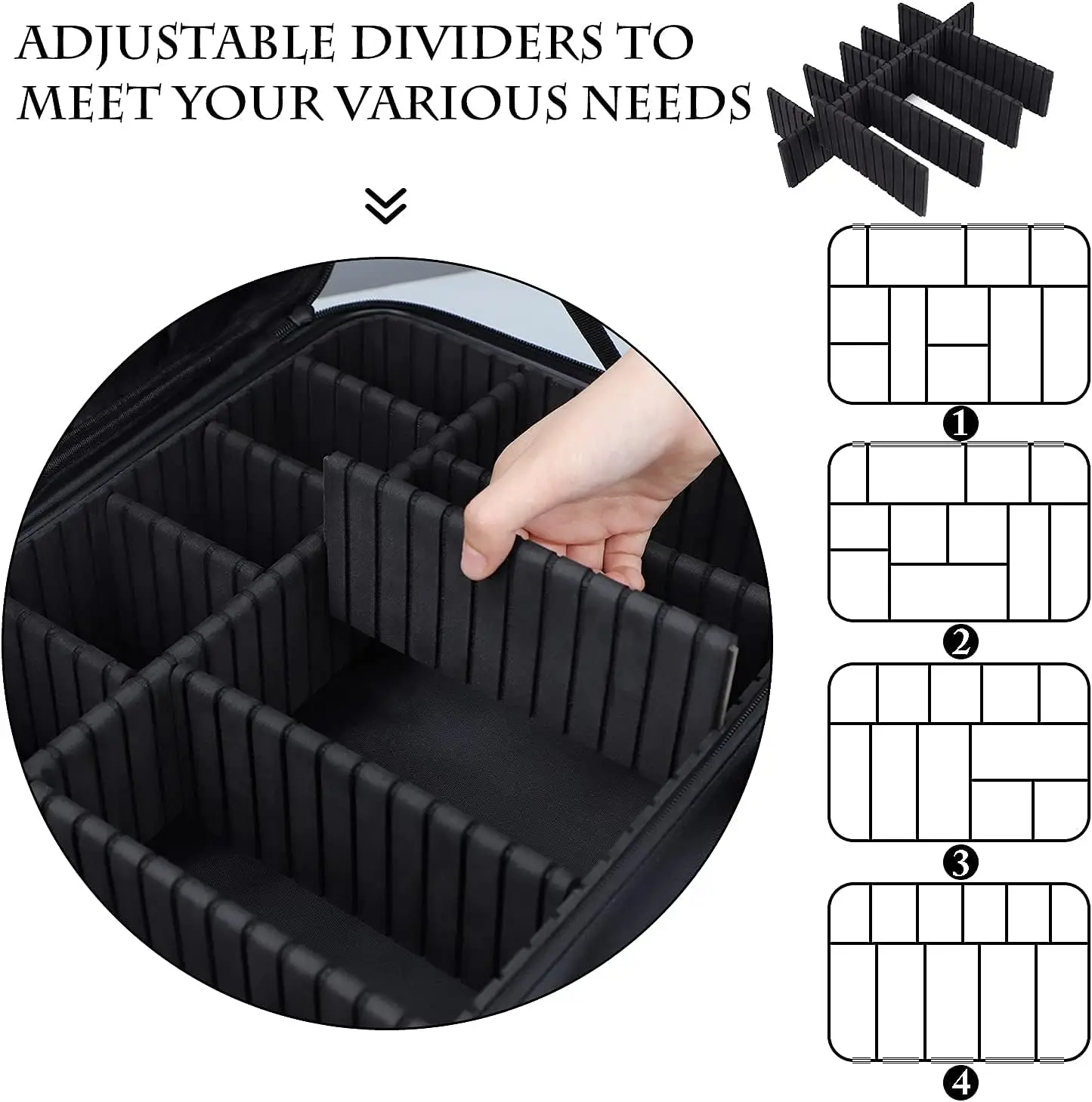 Custodia per trucco da viaggio di grande capacità, organizer portatile per artisti con divisori regolabili e tracolla per gioielli da toilette