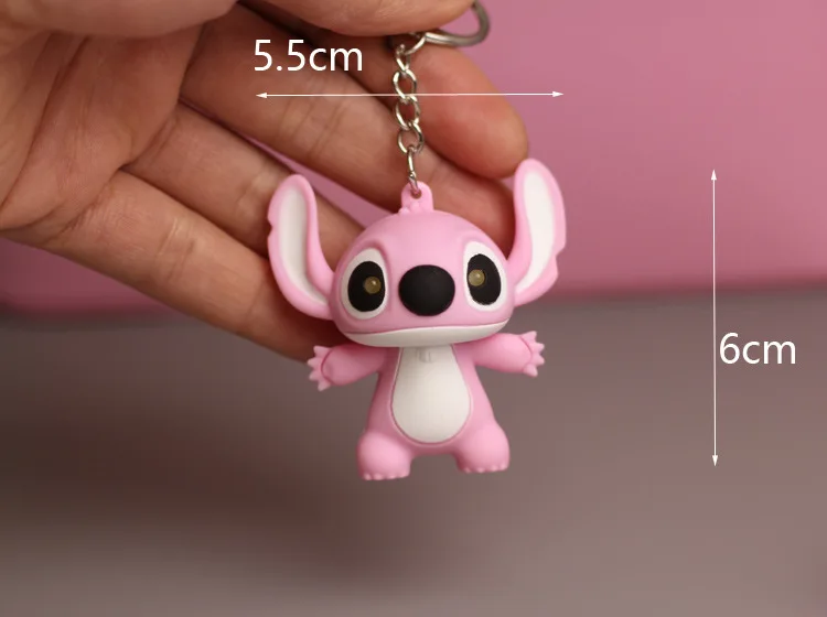 Disney-Lilo e Stitch LED Keychain, Figuras dos Desenhos Animados, Luz Noturna Brilhante, Pingente Novidade, Presente Kids