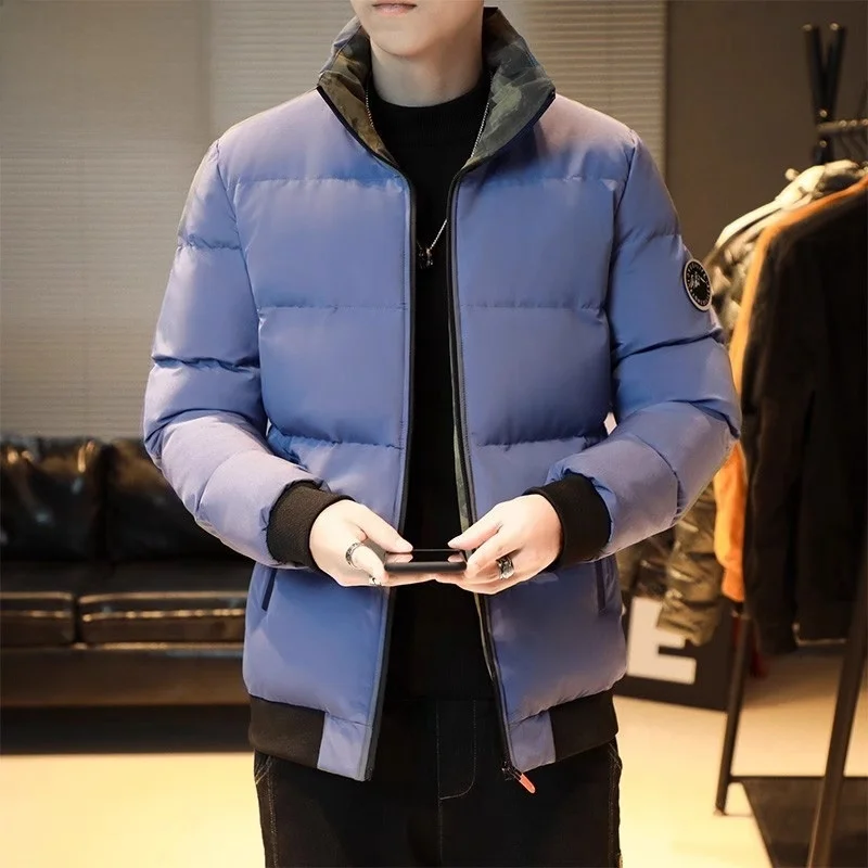 

Мужская хлопковая куртка Thiened, зимняя теплая повседневная верхняя одежда, хлопковое пальто с воротником-стойкой, свободный крой, молодежный размер-стойка