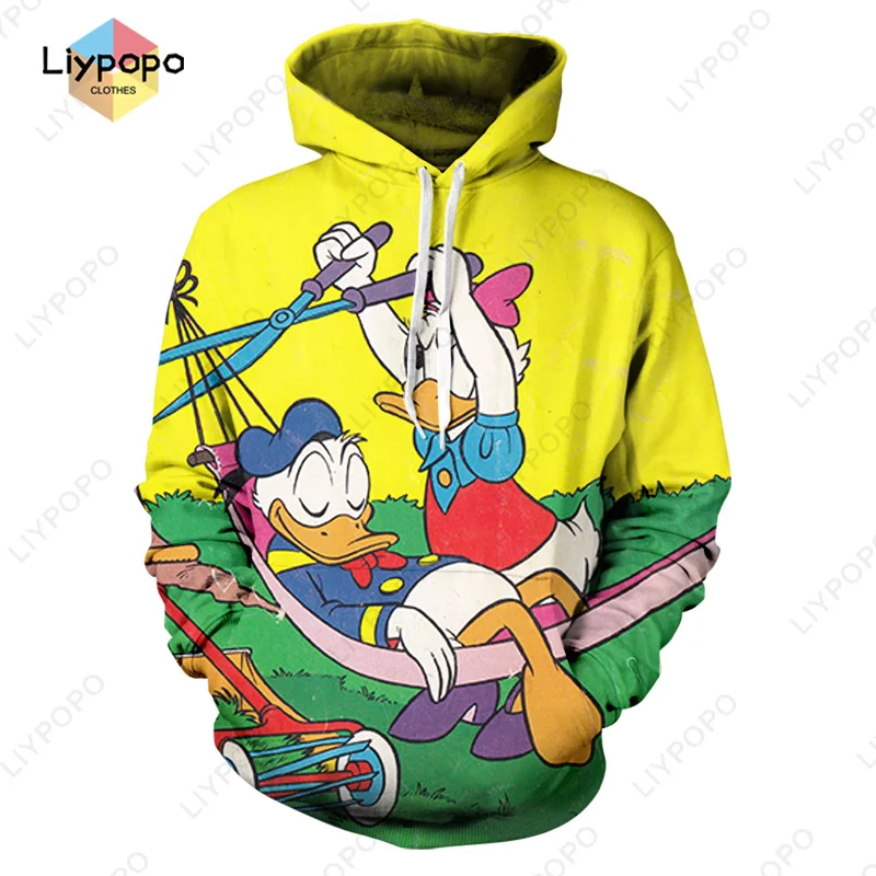 Disney Boys Girls Hoodies Donald Duck Mens Hoodies 3D Printed Pullover Oversized Daisy Mens Hoodies Fashion Mens Clothing