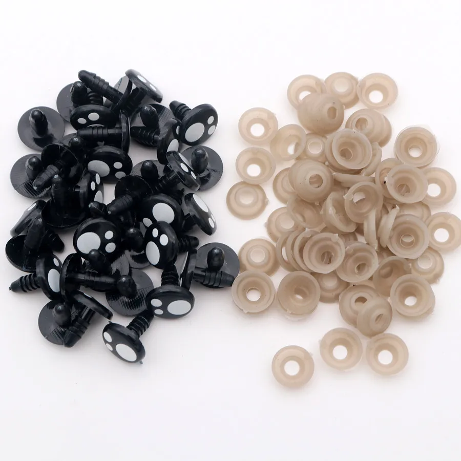 50pcs 8-16mm Black Plastic Safety Eyes For White Bear Doll Animal Puppet Crafts Children Kids DIY Toys Plush Doll Accessories