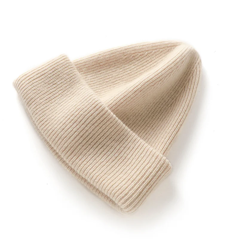 MERRILAMB 2023 Real Cashmere Winter Hat for Women Cashmere Knitted Hat Fashion Warm Soft Beanie Hats Solid Adult Cover Head Cap