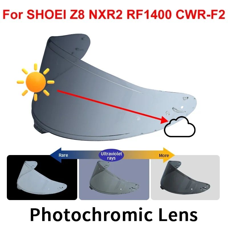 

Photochromic Visor for SHOEI RF1400 RF-1400 NXR2 CWR-F2 Z8 CWR-F2R X15 X-15 X-Fifteen X-SPR Pro Autochromic Lenses Helmet Shield