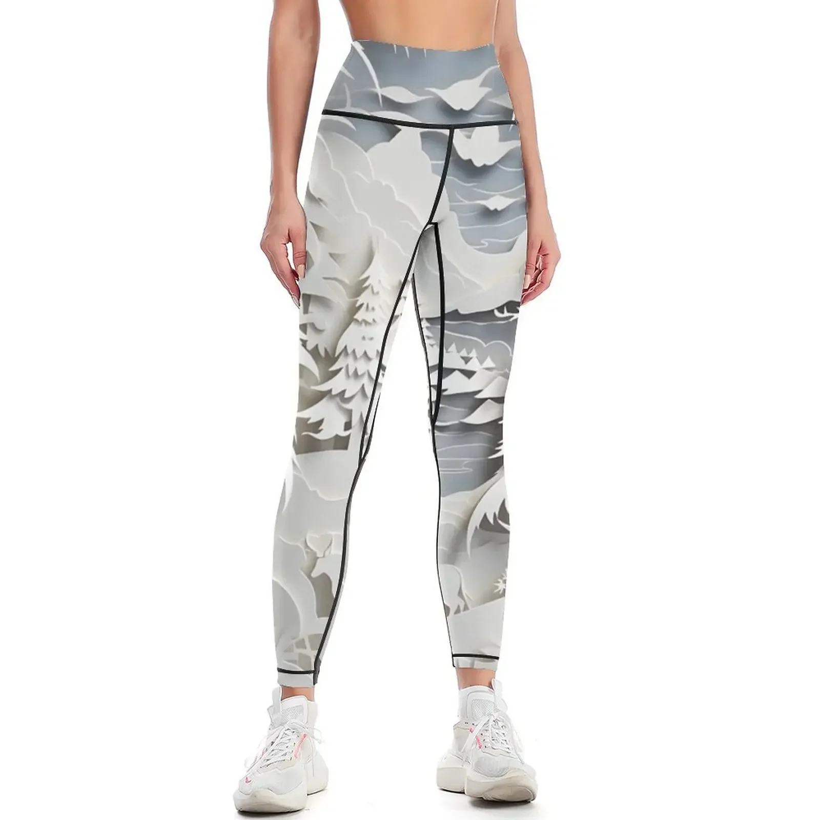 

Ornate decorative Papercut Winter scene Leggings push up tights for Clothing fitness Women's pants for fitness Womens Leggings