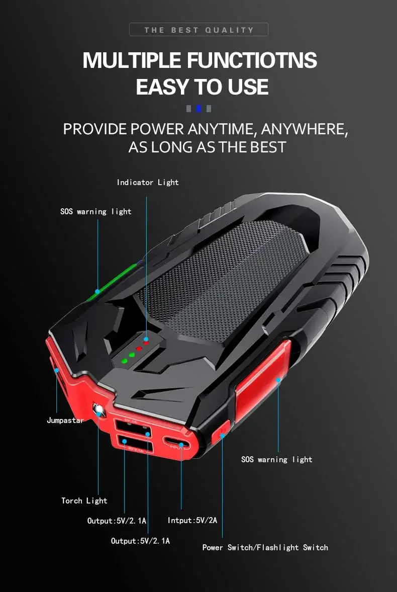 600A الذروة 8000mAh المحمولة سيارة الانتقال كاتب 12 فولت السيارات بطارية الداعم مع USB قوة البنك شاحن لبدء مركبة الطوارئ