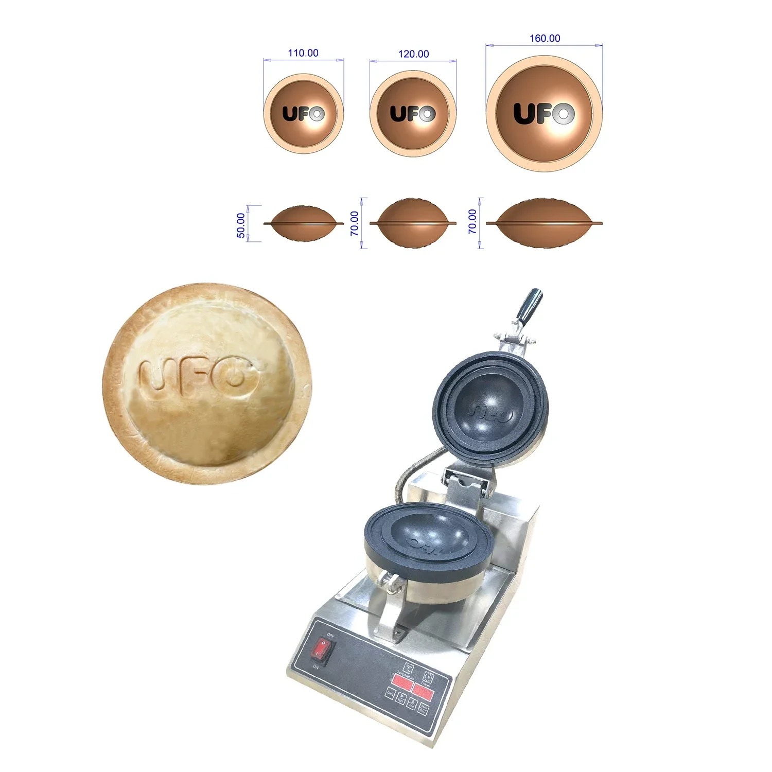 

Enlarge Size UFO Burger Machine Saucer Shape Ice Cream Bread Heat Press Maker Support Customization