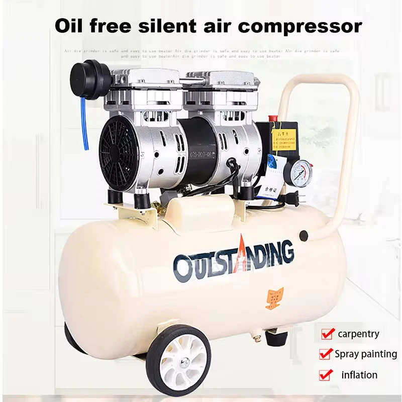 220V Air Compressor Quiet Oil-Free Portable Air Pump For Home Repair Tire Inflation Compressor Woodworking Paint Punching Pump