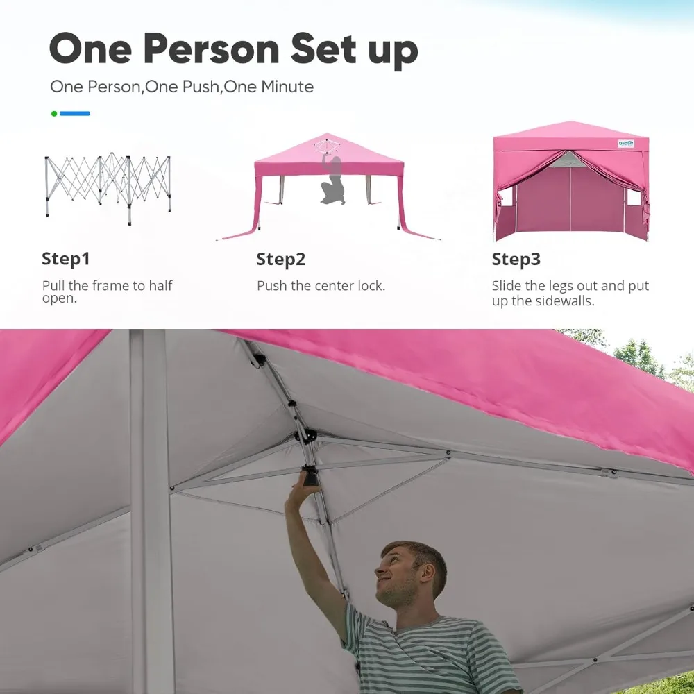 Privacy 10x10 Pop up Canopy Tent with Sidewalls and Roll-up Ventilated Windows, One Person Setup