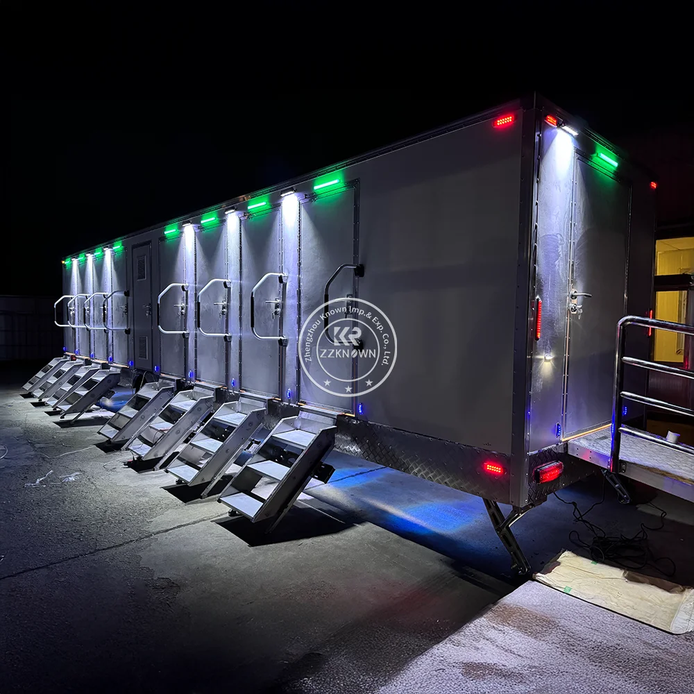 مقطورة مرحاض متنقلة فاخرة للاستخدام الخارجي مع عجلات مقطورة مرحاض محمولة للرجال والنساء للبيع #6