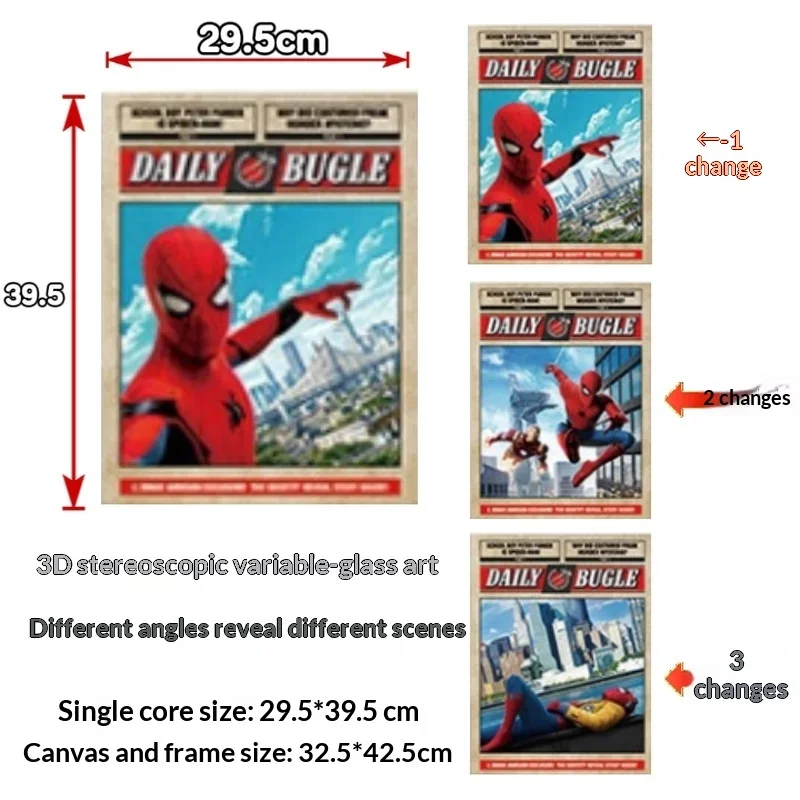 Marvel Superhero 3d Lenticular Poster Avengers Iron Man Spiderman Holographic Wall Art Decor For Living Room Bedroom Gift view 5