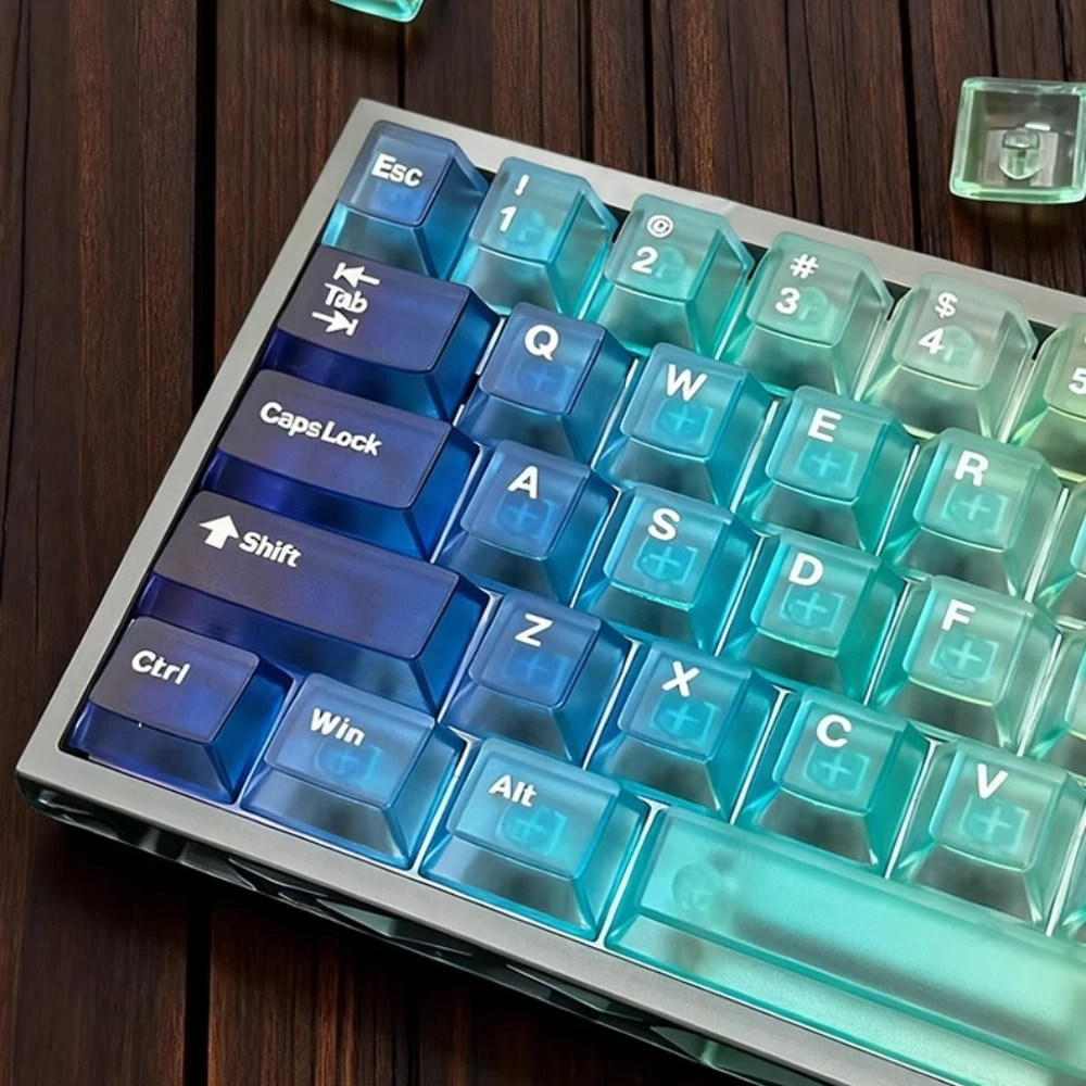 

Rainbow Fog Transparent Keycap Pc Cherry Keyboard Keycap Light-Transmitting Color Halo Gradient Starry Sky Keycap