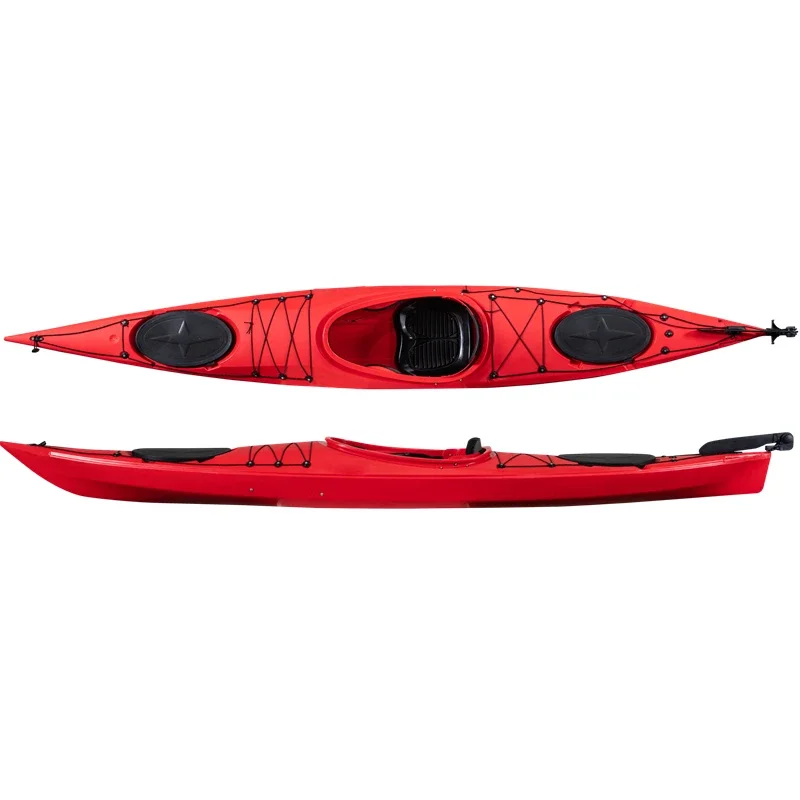 4.2m Sea Best Quality  Sit In Kayak 14ft No Inflatable Touring Boat Plastic Canoe With Paddles