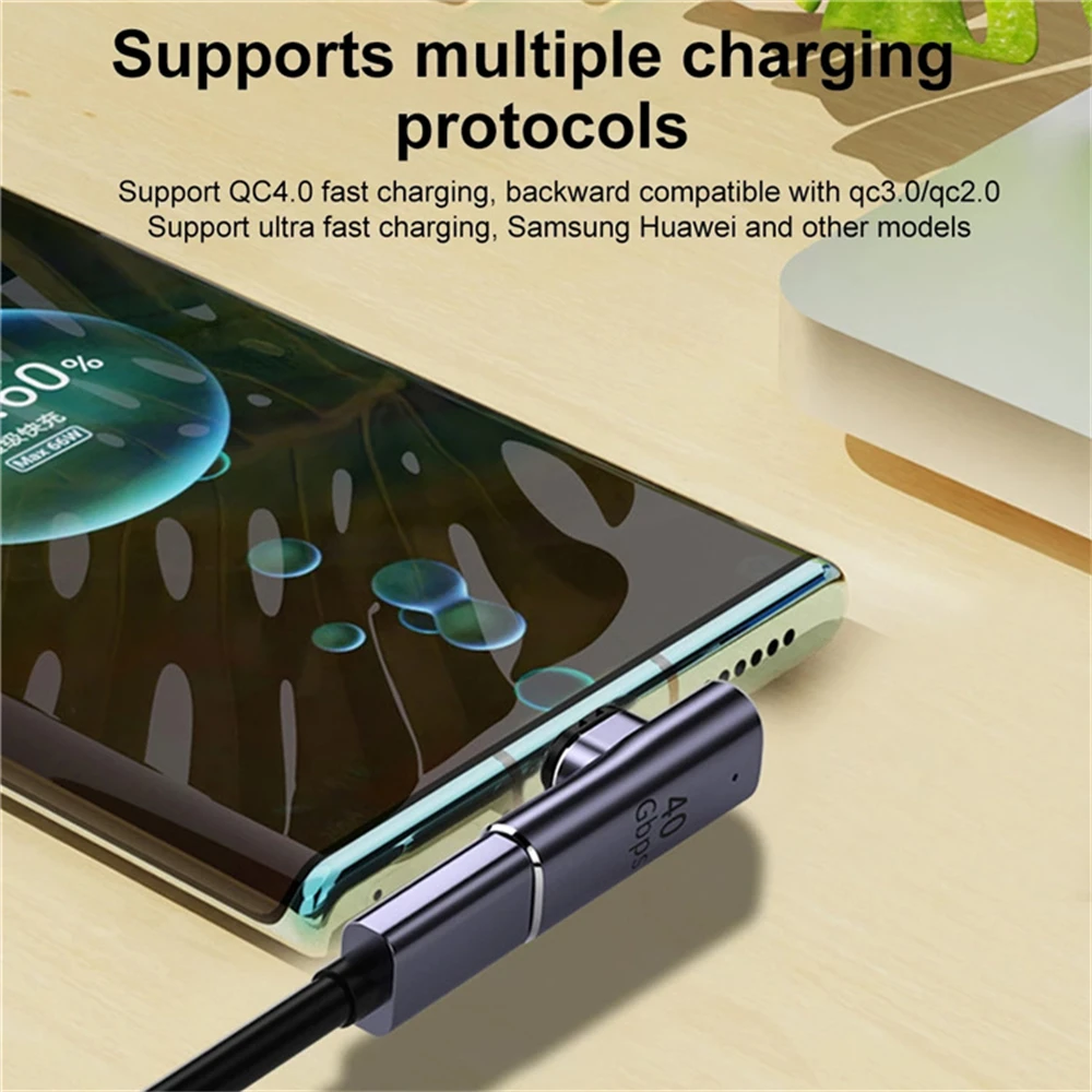 100W Magnetischer USB Typ C Adapter 40Gbps Schnelle Datenübertragung 8K 60Hz Video Tragbarer USB 4.0 Konverter für MacBook Telefon Laptop Ipa – Detail 9