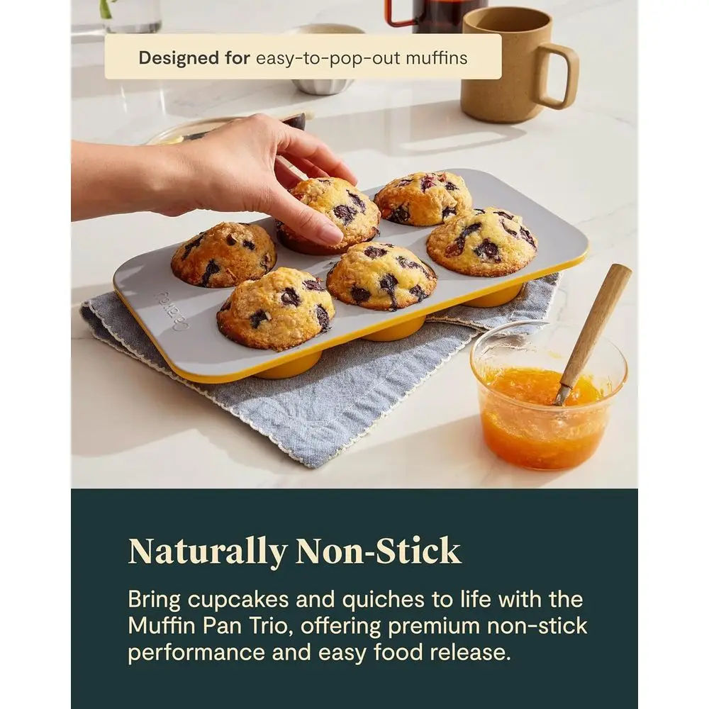 Ensemble de moules à muffins antiadhésifs en céramique – 12 et 2x6 tasses – Coffre-fort, sans PTFE/PFOA, acier aluminé, idéal pour la cuisson