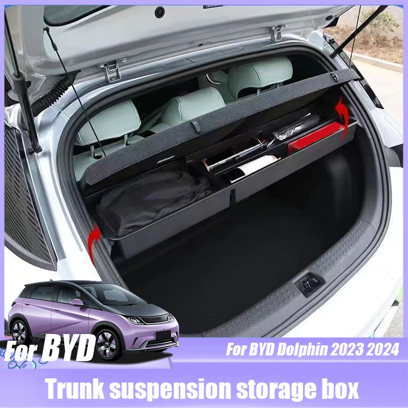 For BYD Dolphin 2023 2024  Rear Trunk suspension storage box Trunk partition storage Automotive interior modification