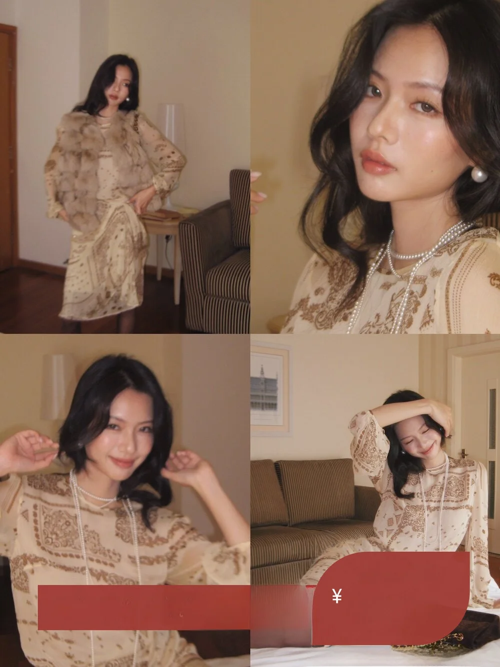 

Lowey European Style Classical Damask Silk Long Sleeve Shirt Women's Fashion Breathable Thin Material Commute Friendly