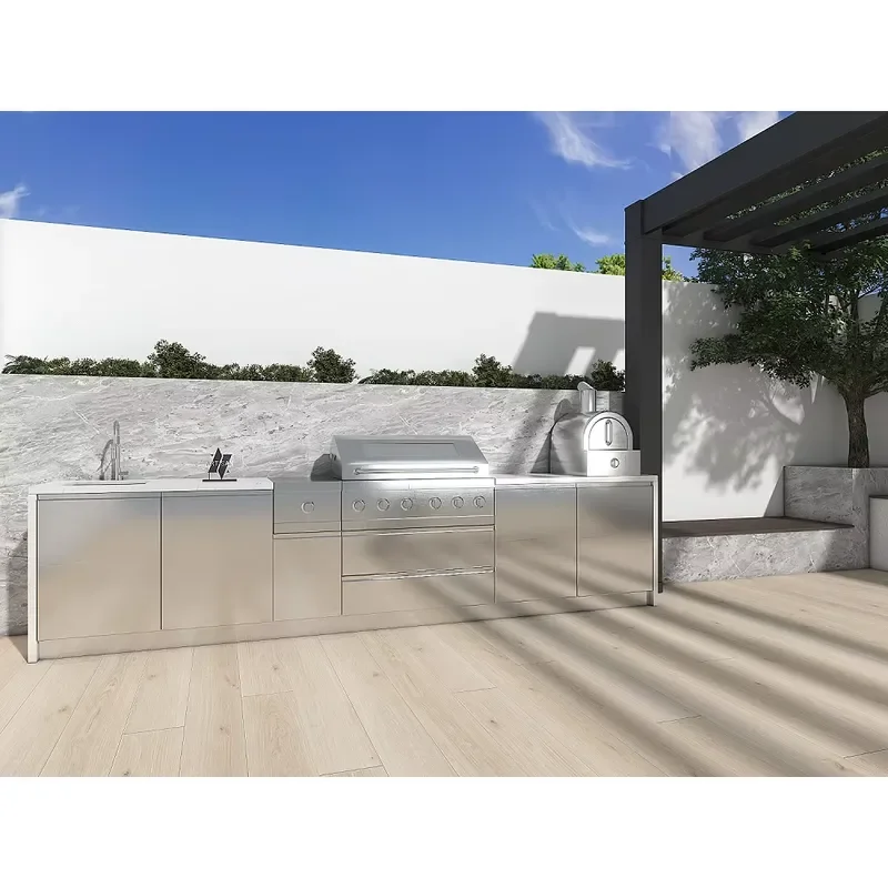 New Design Stainless Steel Kitchen Cabinets Outdoor Kitchen BBQ Island