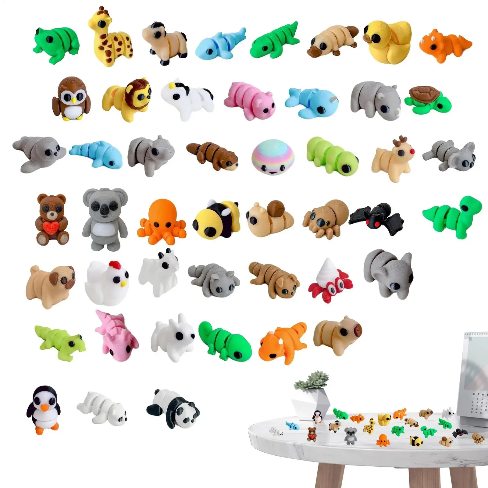 Mini  Doll Set 3D Printed Small Articulated Flexible Toy Mini Doll Toy 40 pcs Set Movable  Statue Toy